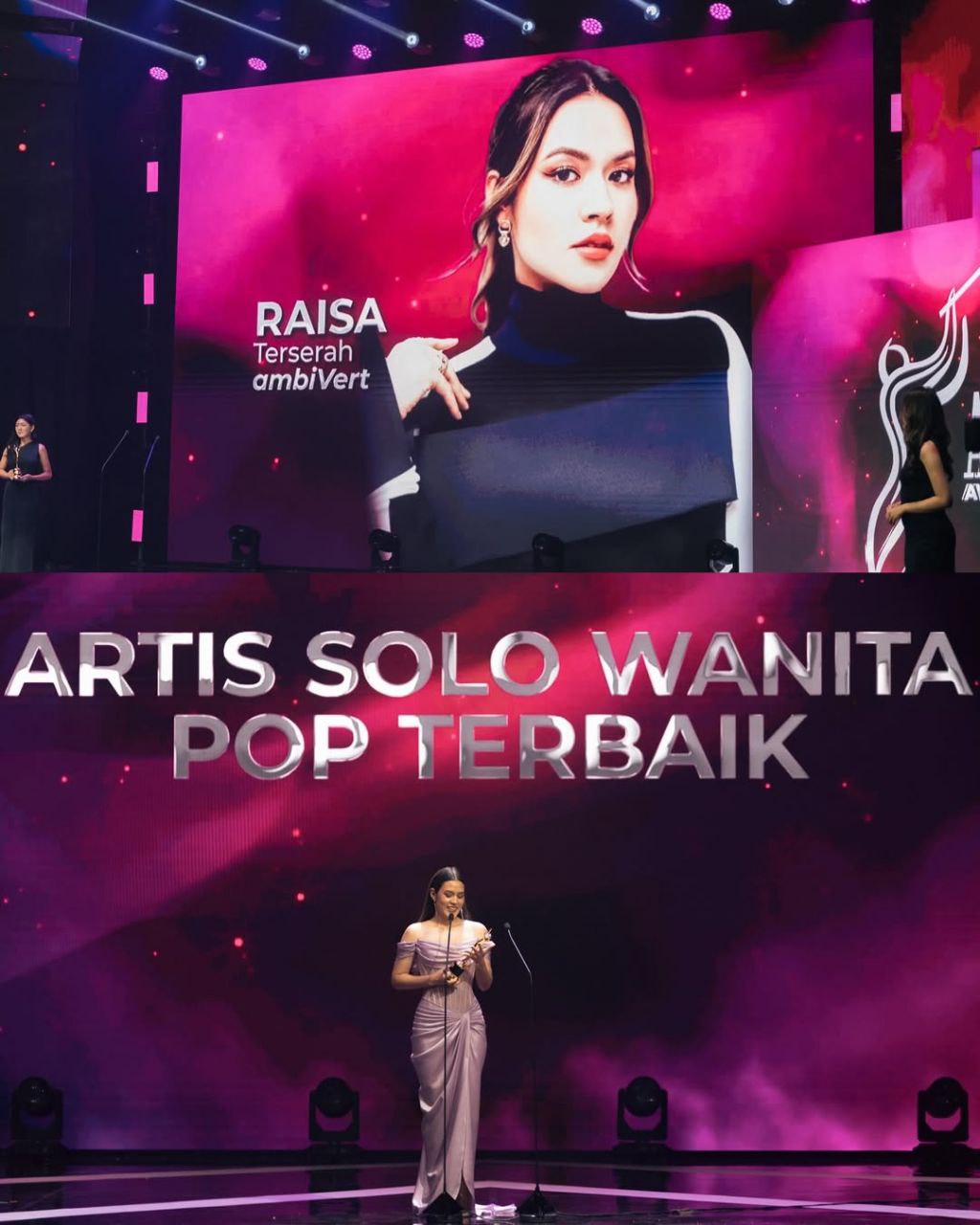 Raisa Andriana sukses memenangkan kategori Penyanyi Solo Wanita Pop Terbaik di AMI Awards 2025 lewat lagunya Terserah dari album Ambivert. Ajang bergengsi yang ke-28 ini disiarkan langsung di YouTube resmi AMI Awards dan mengusung tema “Bhinneka Tunggal Suara”, merayakan keberagaman musik Indonesia.